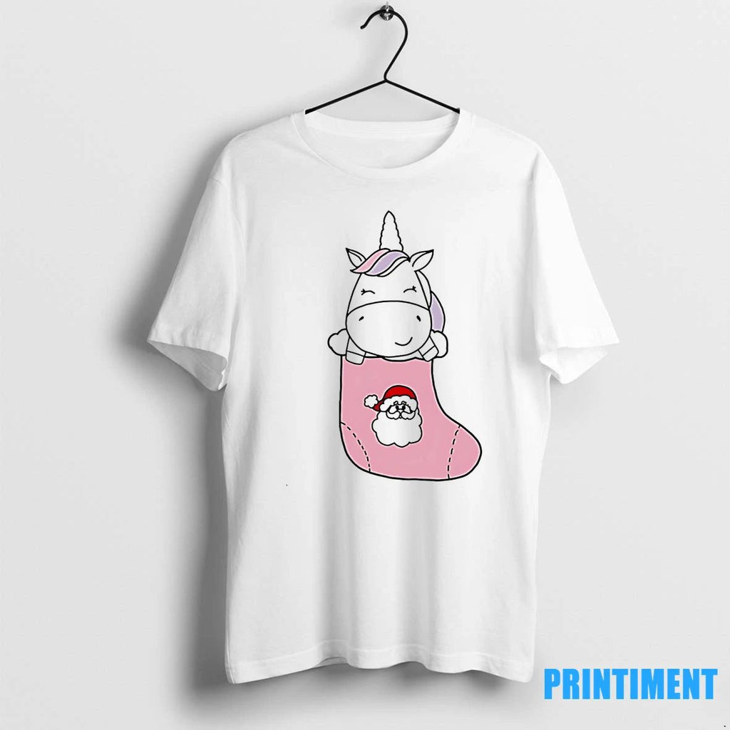 Unicorn In Santa Christmas Stocking Cute Holiday Tshirts Sweater Unisex T-shirt, Sweatshirt, Hoodie, Long Sleeve Tee - T-Shirt, Sweatshirt, Hoodie