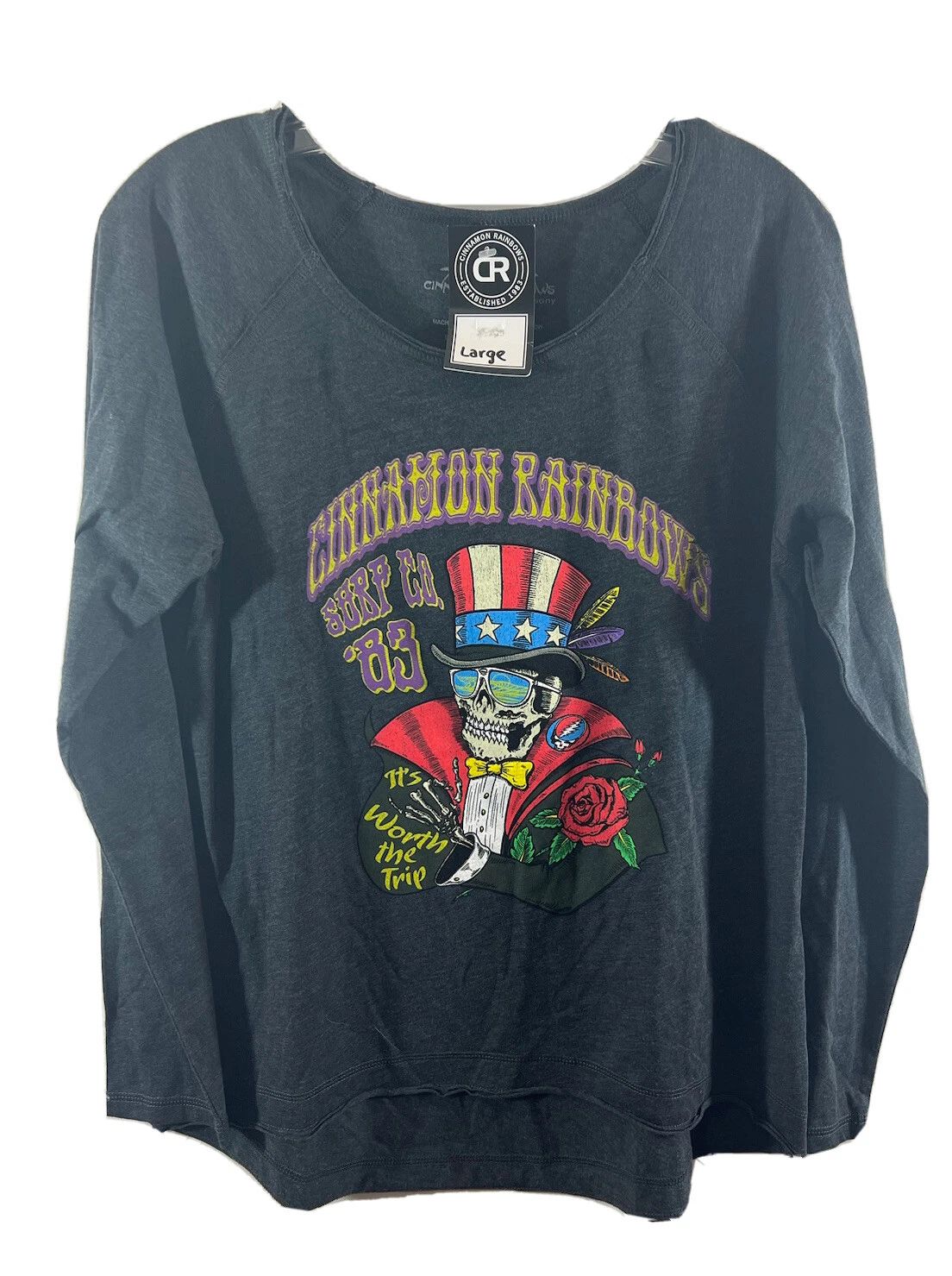 NWT Cinnamon Rainbows Surf Company Long Sleeve Graphic Tee SZ LG Unisex T-shirt, Sweatshirt, Hoodie, Long Sleeve Tee - T-Shirt, Sweatshirt, Hoodie