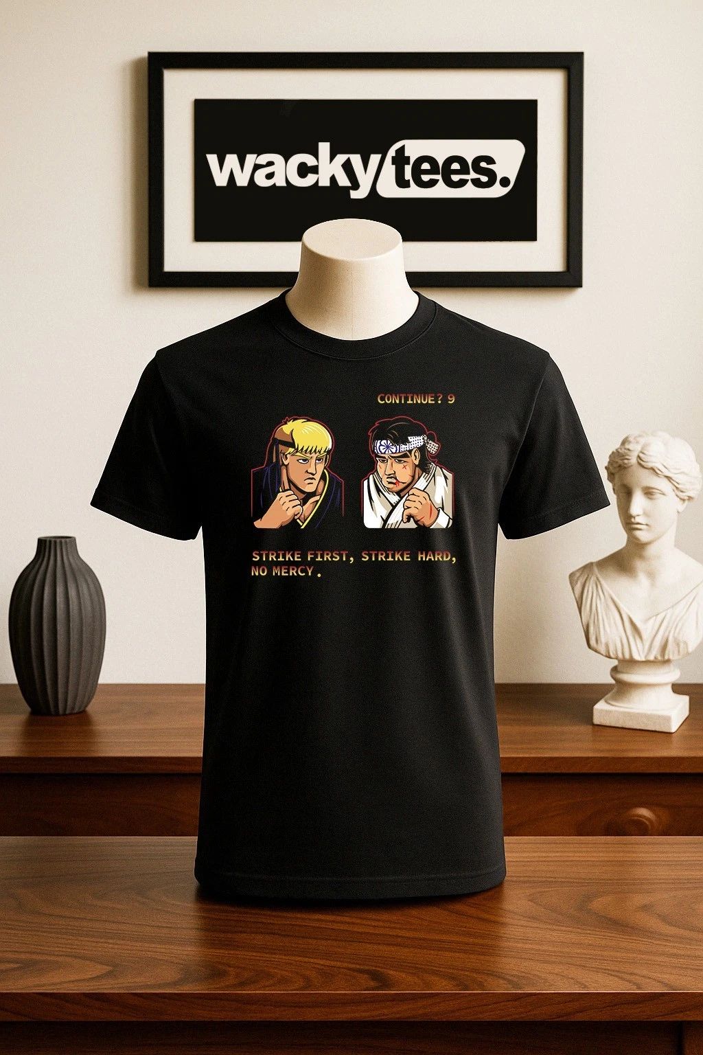 Cobra Kai No Mercy Street Fighter Ending Gaming Style Graphic Tee Shirt Unisex T-shirt, Sweatshirt, Hoodie, Long Sleeve Tee - T-Shirt, Sweatshirt, Hoodie