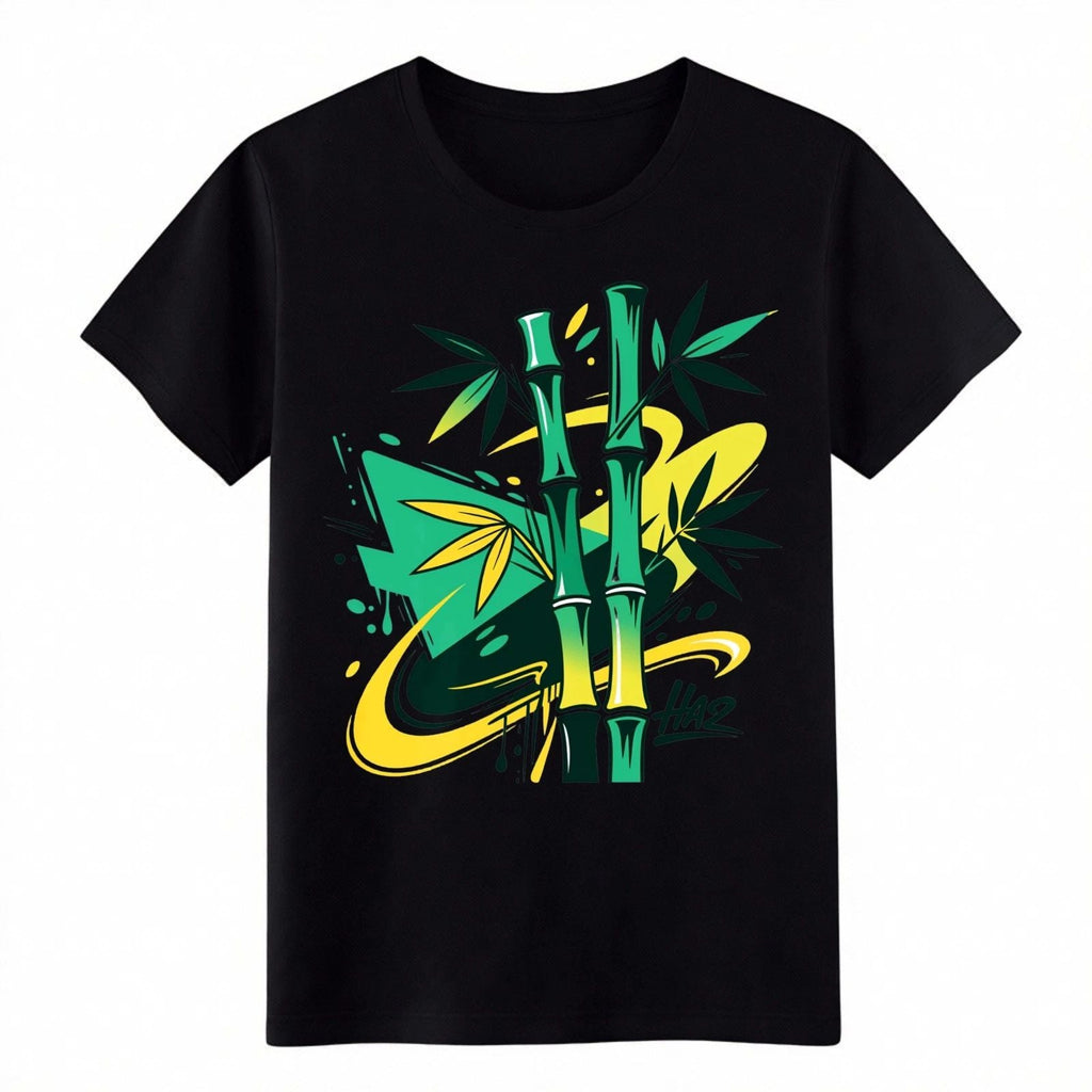 Urban Street Art Bamboo Print T-Shirt, Modern Graffiti Bamboo Graphic Cotton Tee Unisex T-shirt, Sweatshirt, Hoodie, Long Sleeve Tee - T-Shirt, Sweatshirt, Hoodie
