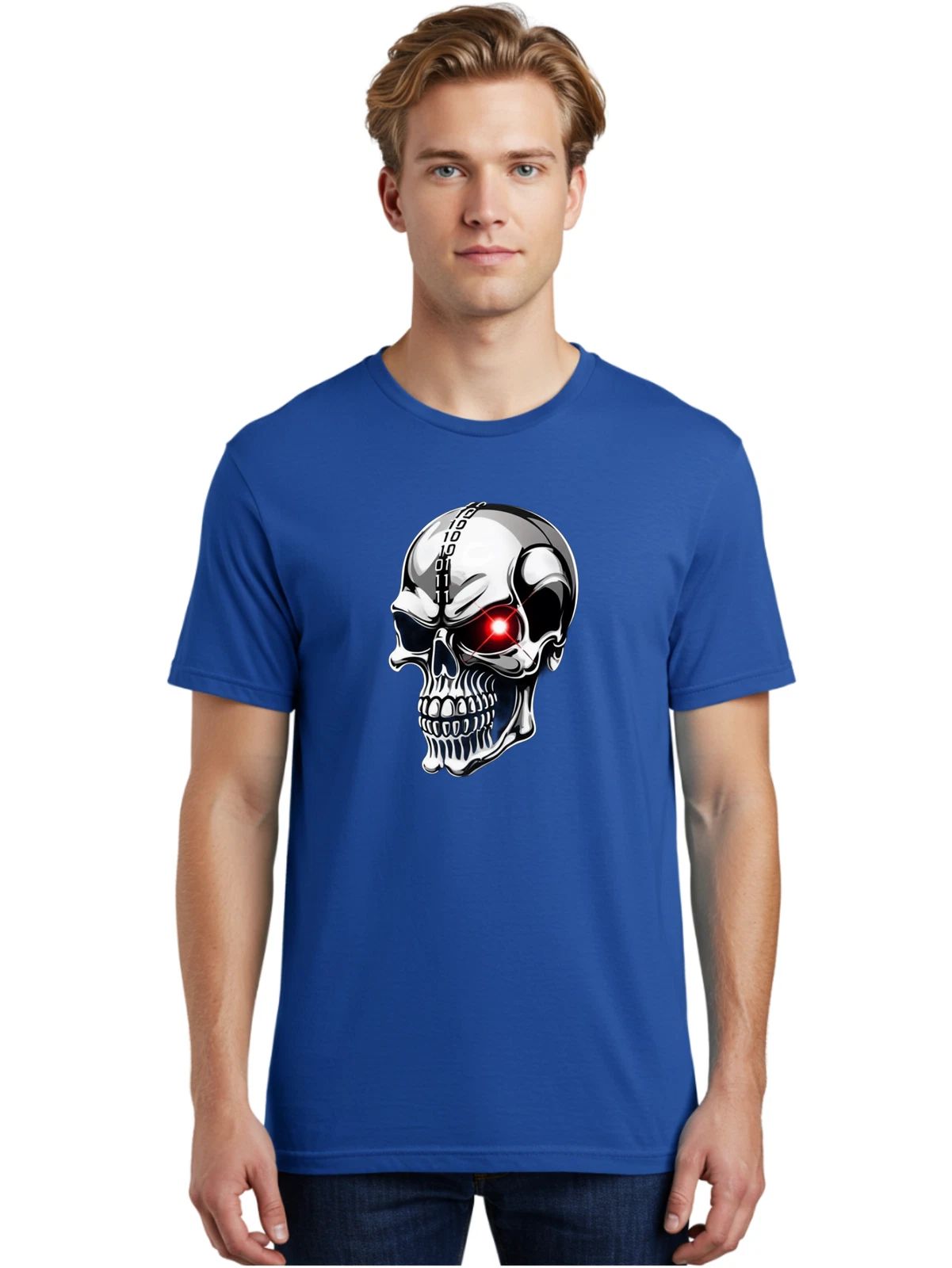 Binary-Skull Mens Graphic Tee, 100% Cotton, Casual Summer Wear Unisex T-shirt, Sweatshirt, Hoodie, Long Sleeve Tee - T-Shirt, Sweatshirt, Hoodie