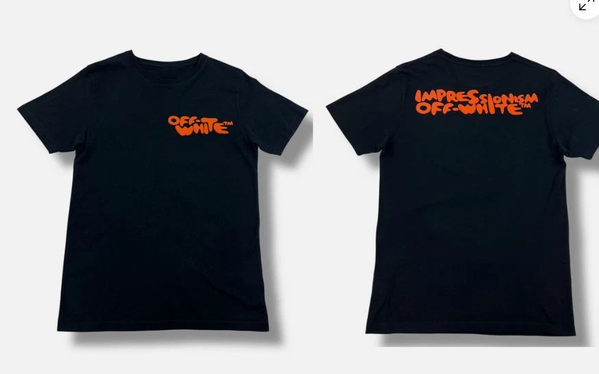 Black Off White Tee Reprint Impressionism Orange Font Graphic Cotton Shirt S-5XL Unisex T-shirt, Sweatshirt, Hoodie, Long Sleeve Tee - T-Shirt, Sweatshirt, Hoodie