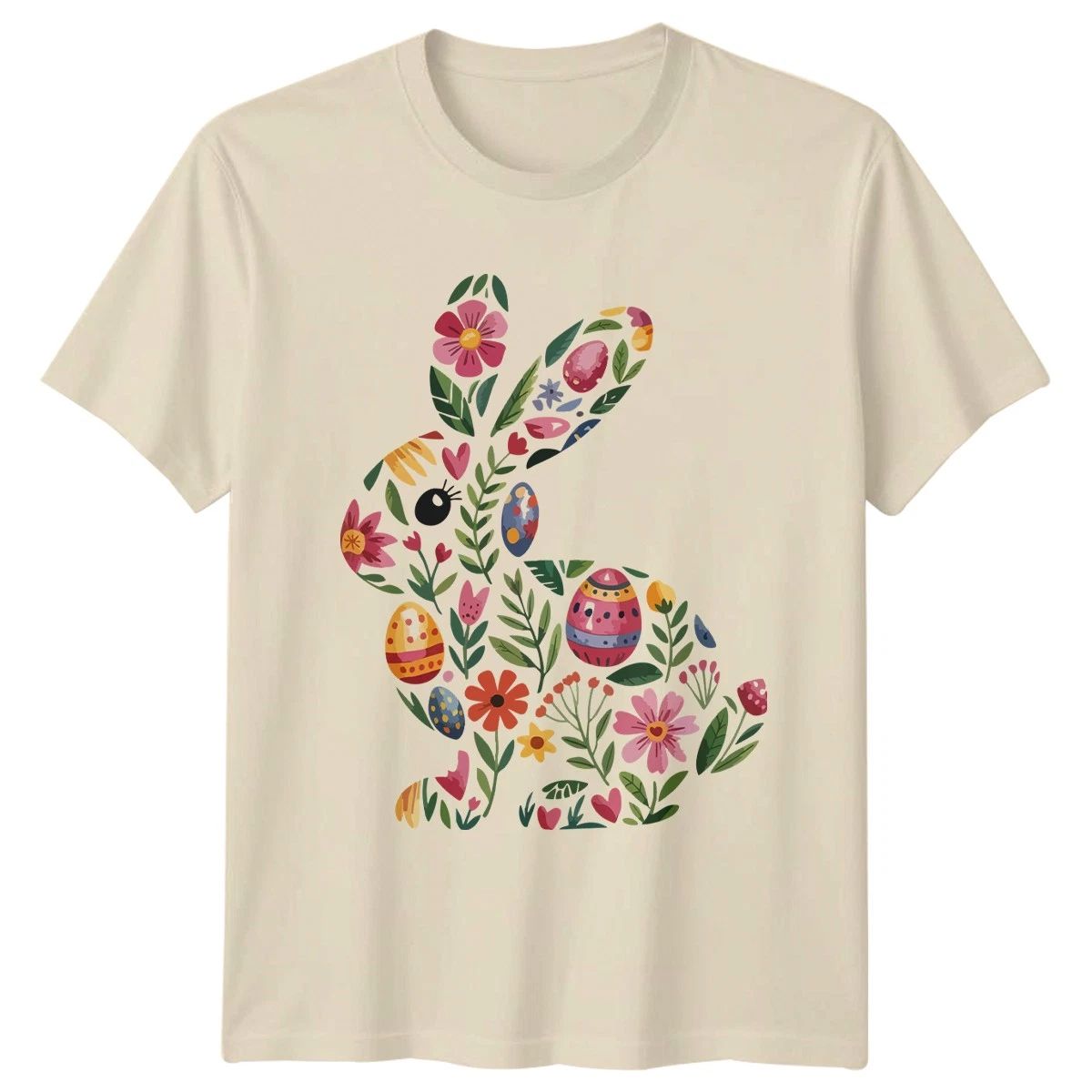 Floral Easter Bunny Silhouette Womens T-Shirt Spring Easter Gift For Her Unisex T-shirt, Sweatshirt, Hoodie, Long Sleeve Tee - T-Shirt, Sweatshirt, Hoodie