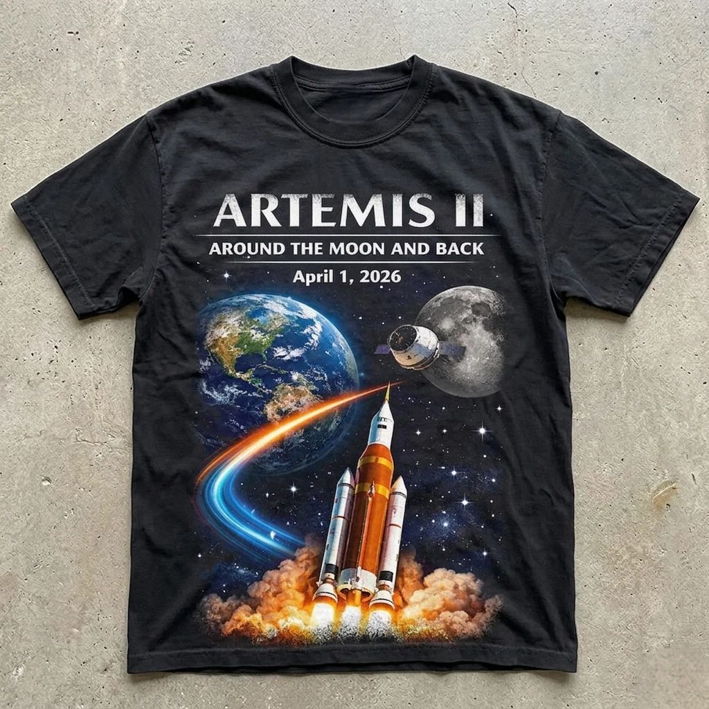 Artemis 2 Journey Around the Moon and Back 2026 T-Shirt, Space Enthusiast Gift Unisex T-shirt, Sweatshirt, Hoodie, Long Sleeve Tee - T-Shirt, Sweatshirt, Hoodie