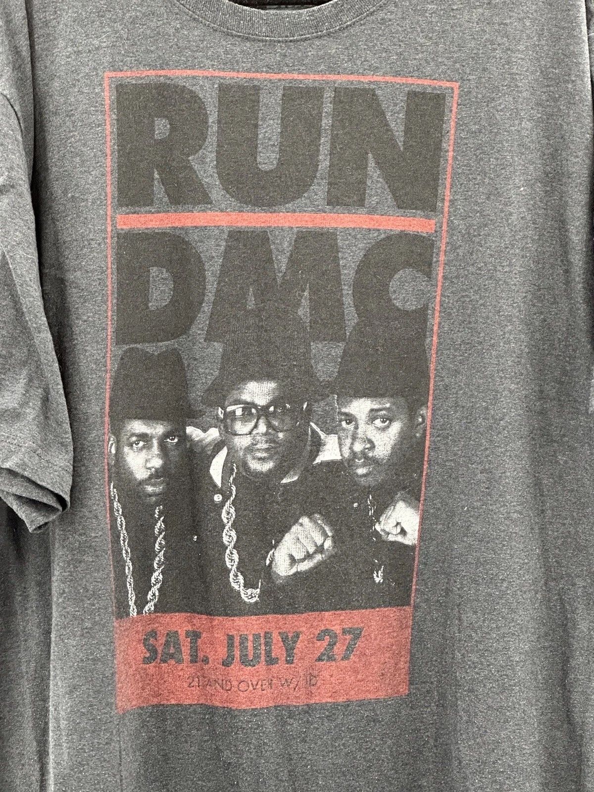 Run DMC Sat. July 27 Gray Tee Cotton No Size Larger Read Description Unisex T-shirt, Sweatshirt, Hoodie, Long Sleeve Tee - T-Shirt, Sweatshirt, Hoodie