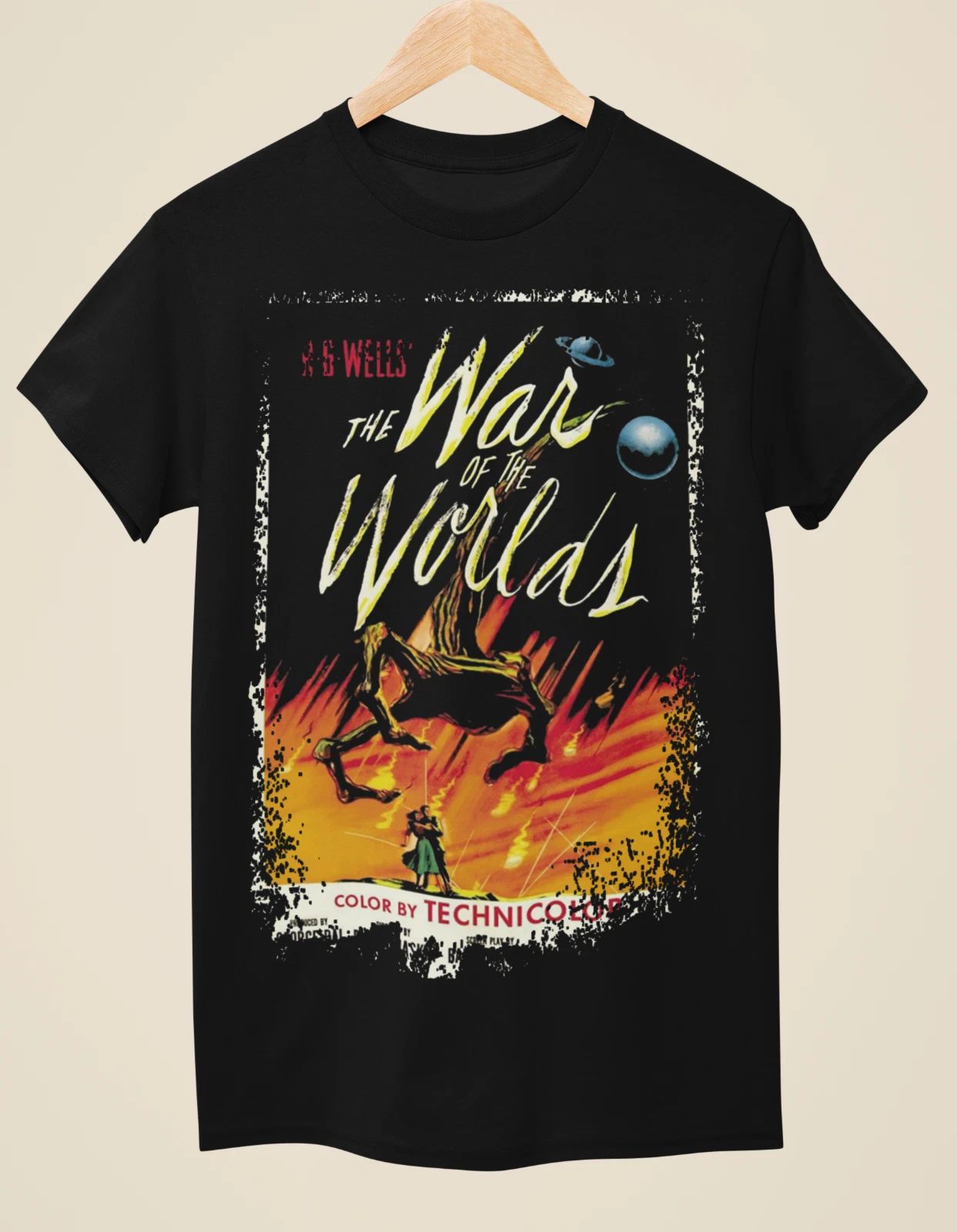 The War of the Worlds (1953) - Movie Poster inspired Unisex Black T-Shirt Unisex T-shirt, Sweatshirt, Hoodie, Long Sleeve Tee - T-Shirt, Sweatshirt, Hoodie
