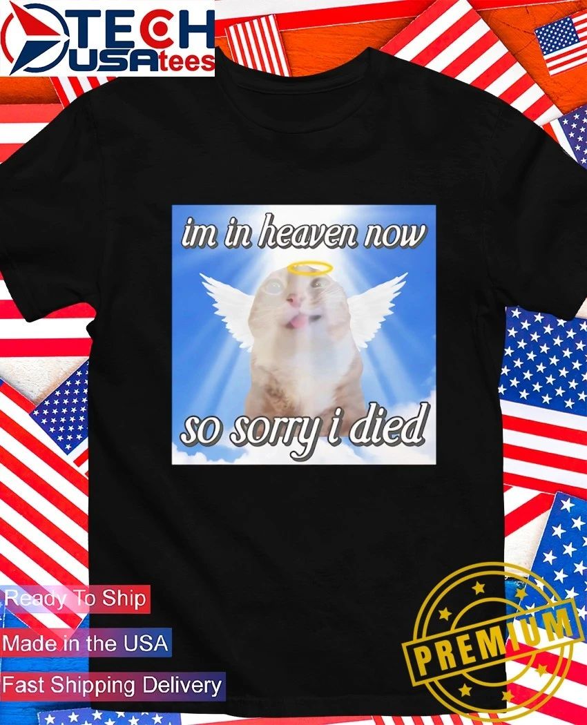 Im in heaven now so sorry I died cat meme shirt Unisex T-shirt, Sweatshirt, Hoodie, Long Sleeve Tee - T-Shirt, Sweatshirt, Hoodie