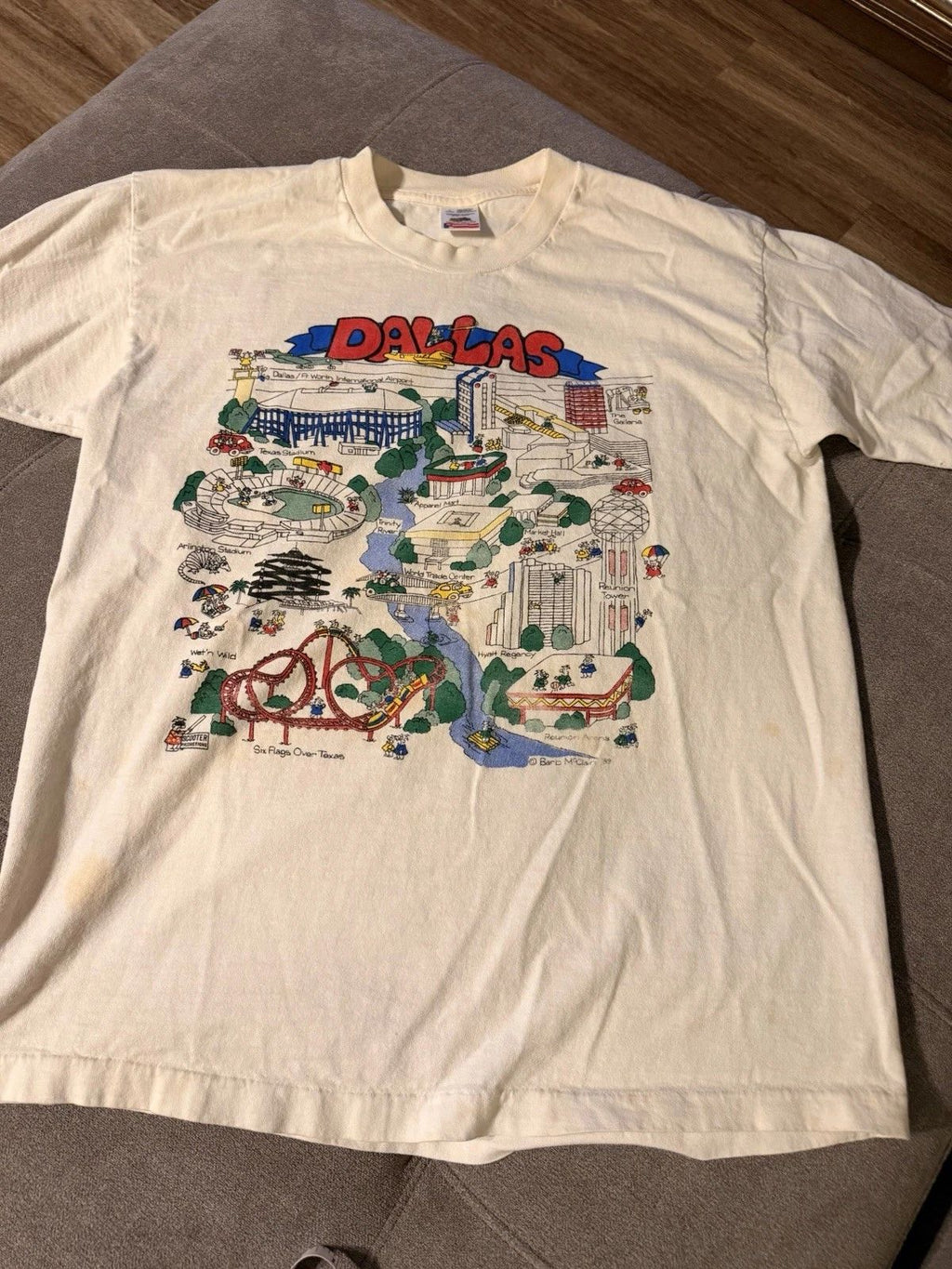 Vtg 89 Dallas Texas T-Shirt Fruit of the Loom USA Baro McClain Double Side Large Unisex T-shirt, Sweatshirt, Hoodie, Long Sleeve Tee - T-Shirt, Sweatshirt, Hoodie