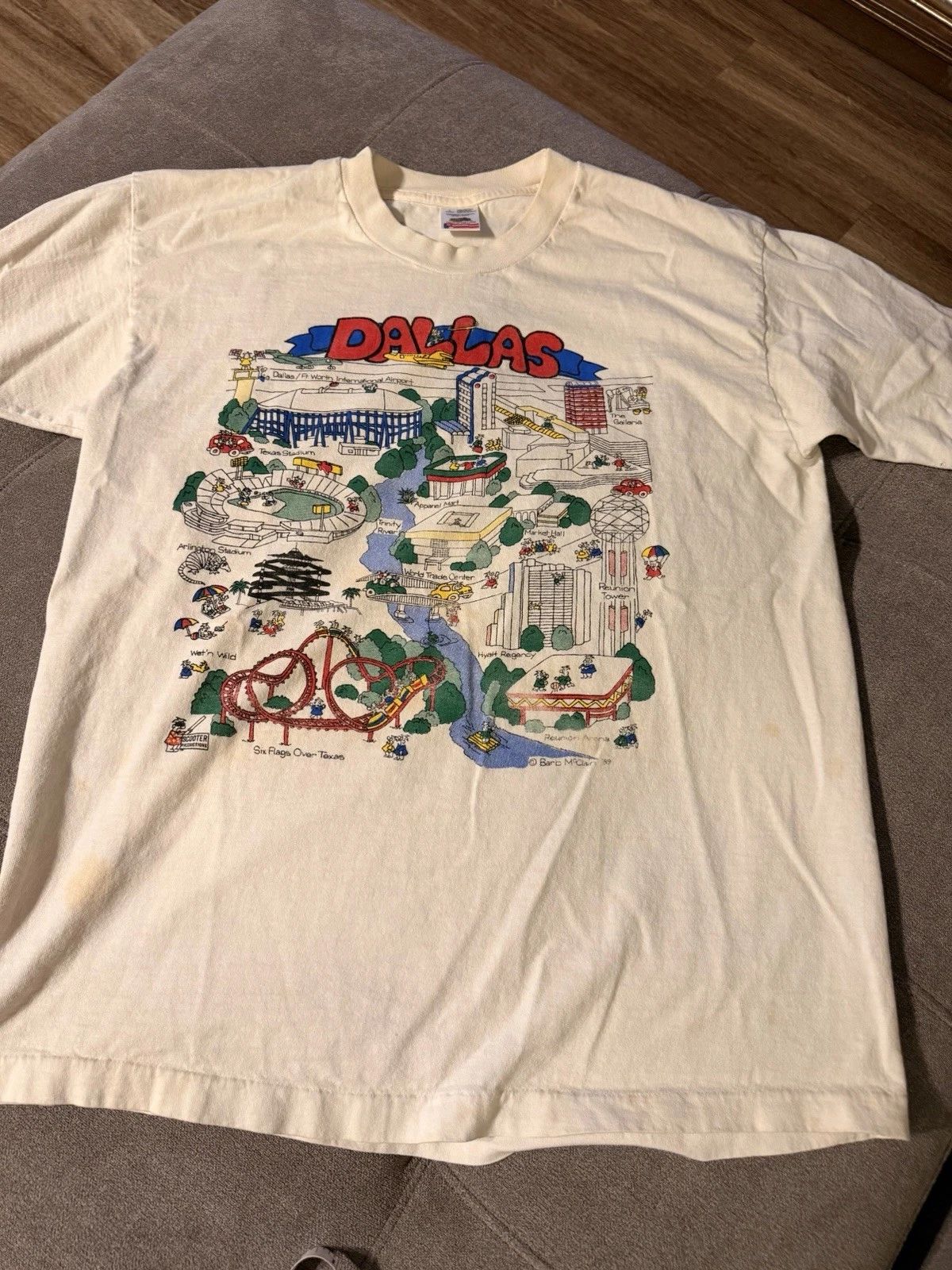 Vtg 89 Dallas Texas T-Shirt Fruit of the Loom USA Baro McClain Double Side Large Unisex T-shirt, Sweatshirt, Hoodie, Long Sleeve Tee - T-Shirt, Sweatshirt, Hoodie
