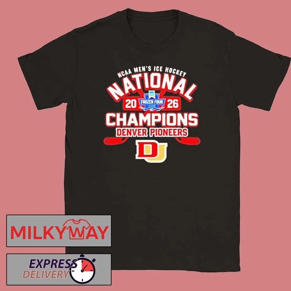 Frozen Four Mens Ice Hockey National Champions 2026 Denver Pioneers Shirts Unisex T-shirt, Sweatshirt, Hoodie, Long Sleeve Tee - T-Shirt, Sweatshirt, Hoodie