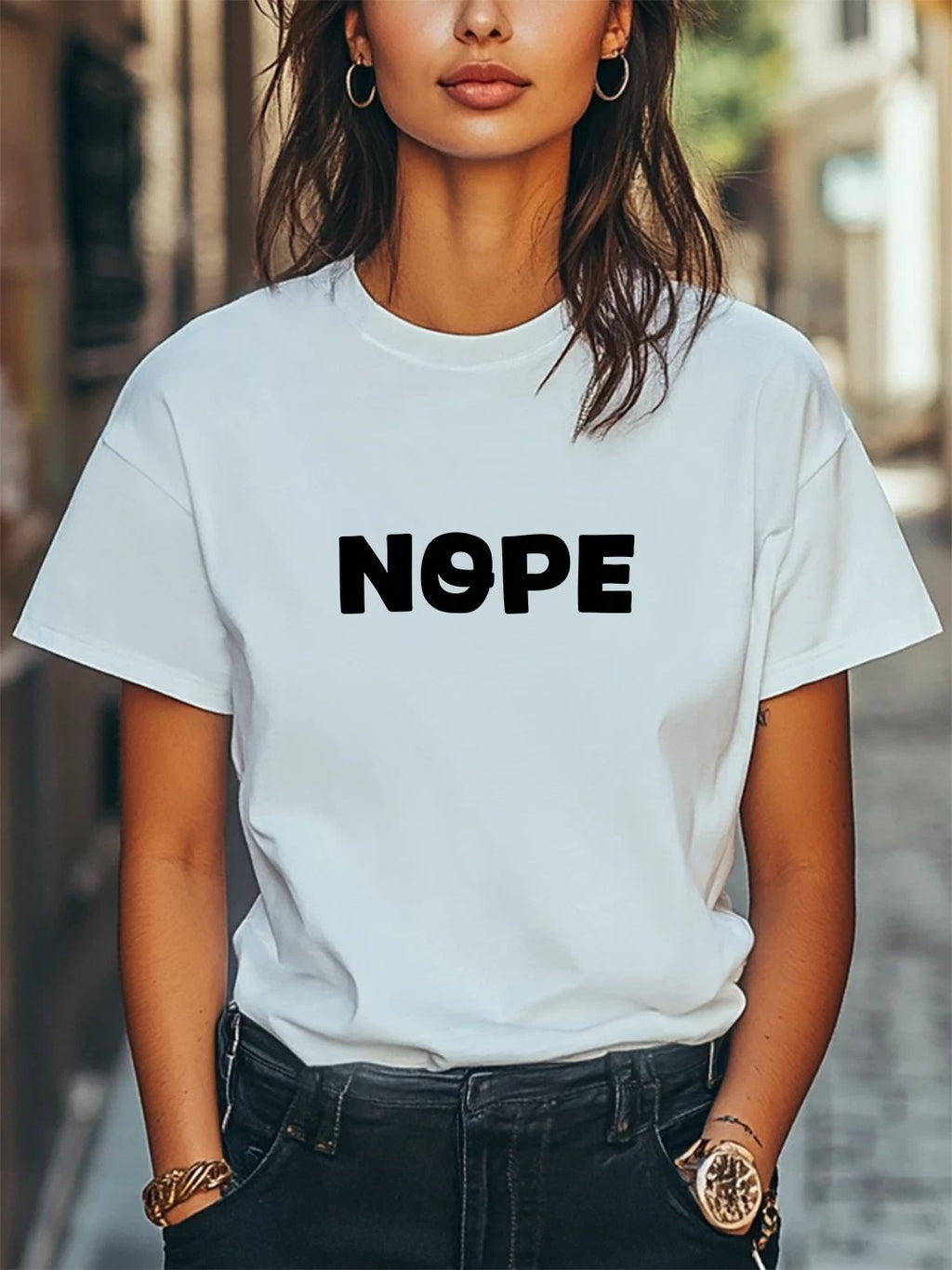 Nope Graphic Print Unisex Women Men T-Shirt Trendy Tee Casual Tee Unisex T-shirt, Sweatshirt, Hoodie, Long Sleeve Tee - T-Shirt, Sweatshirt, Hoodie