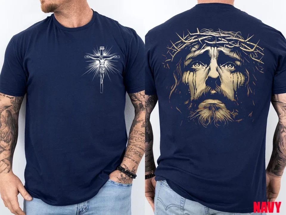 Christian Jesus Cross Face T-Shirt Faith Over Fear Religious Gift Unisex T-shirt, Sweatshirt, Hoodie, Long Sleeve Tee - T-Shirt, Sweatshirt, Hoodie