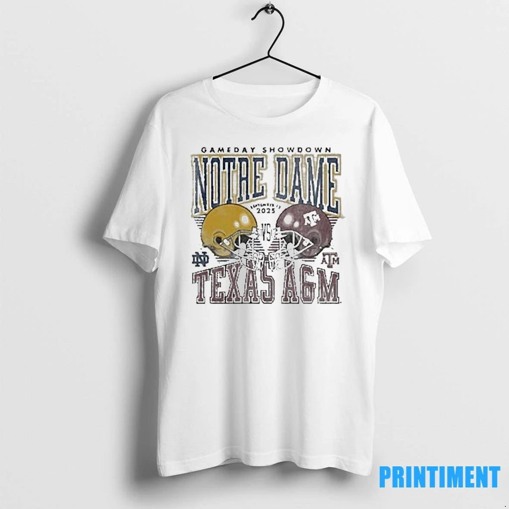 Gameday 2025 Texas Am Aggies Vs Notre Dame Helmet Tshirts Sweater Unisex T-shirt, Sweatshirt, Hoodie, Long Sleeve Tee - T-Shirt, Sweatshirt, Hoodie