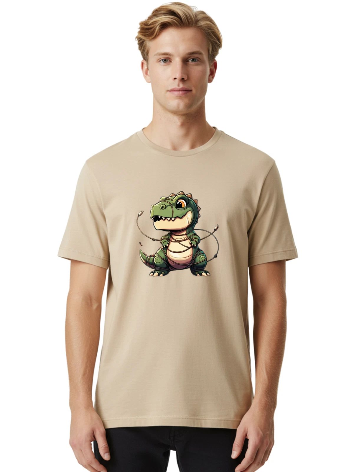 Cyborg-T-Rex-1 Mens Graphic Tee, 100% Cotton, Casual Summer Wear Unisex T-shirt, Sweatshirt, Hoodie, Long Sleeve Tee - T-Shirt, Sweatshirt, Hoodie