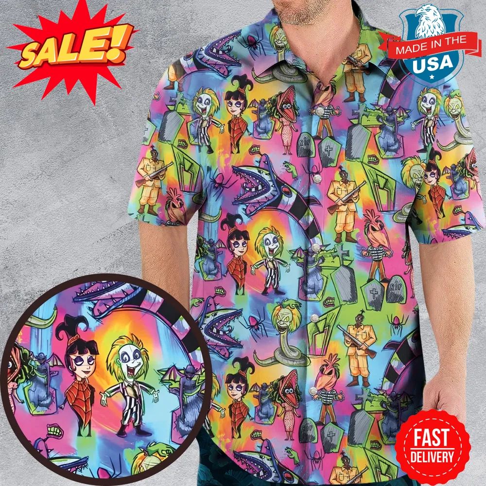 Hauntingly Stylish Beetlejuice Hawaiian Shirt S-5XL Unisex T-shirt, Sweatshirt, Hoodie, Long Sleeve Tee - T-Shirt, Sweatshirt, Hoodie