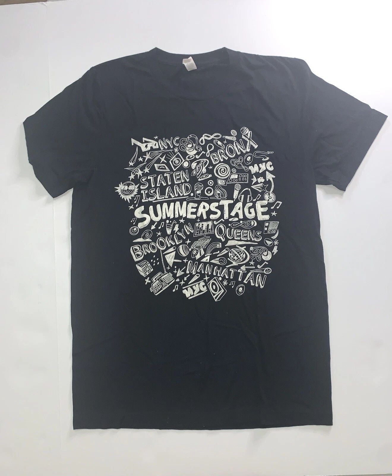 NY Summer Stage Black T Shirt  Graphic Crew Neck Stretch Unisex Size Medium Unisex T-shirt, Sweatshirt, Hoodie, Long Sleeve Tee - T-Shirt, Sweatshirt, Hoodie
