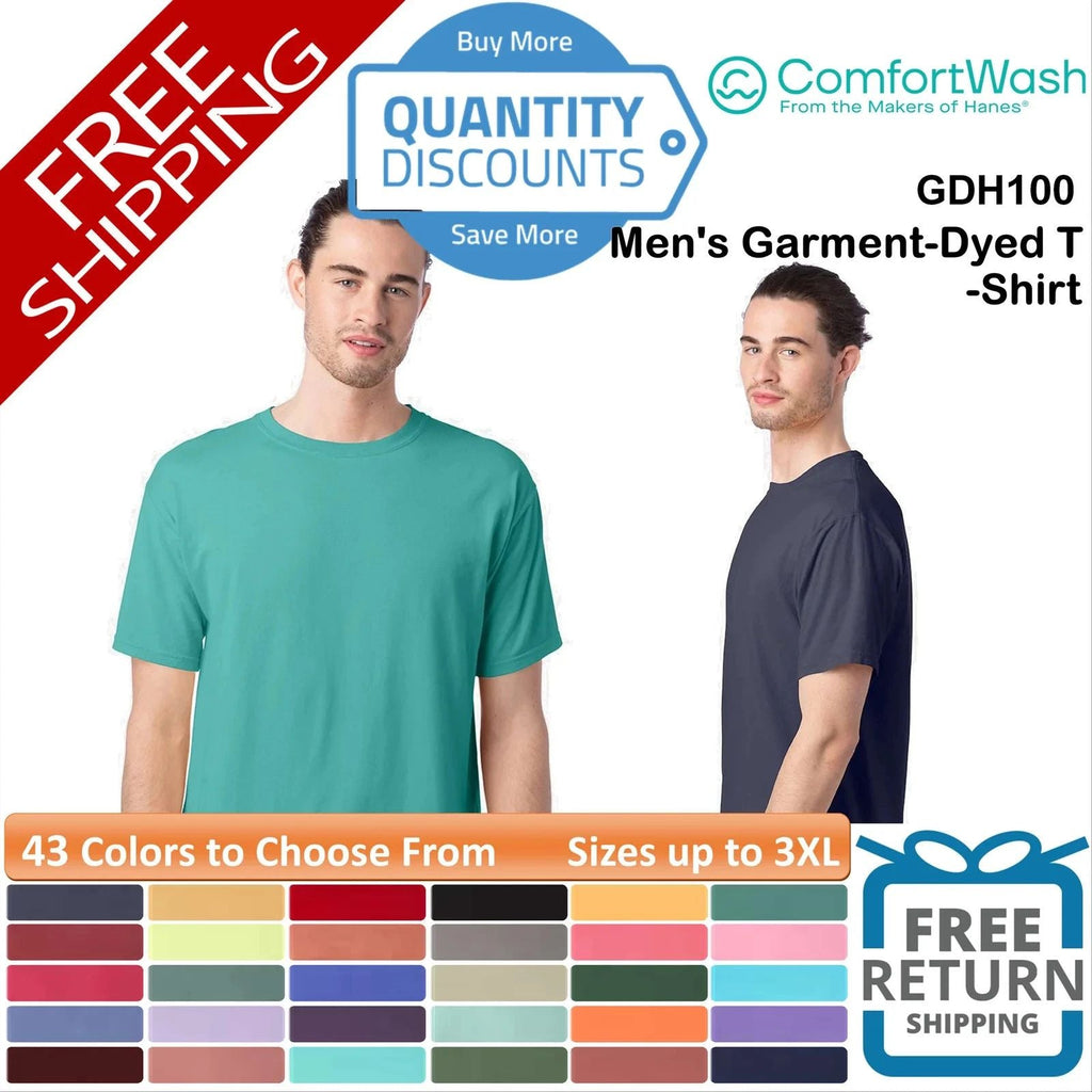 ComfortWash by Hanes Men's Garment-Dyed T-Shirt Short Sleeve Up To 3XL GDH100 Unisex T-shirt, Sweatshirt, Hoodie, Long Sleeve Tee - T-Shirt, Sweatshirt, Hoodie