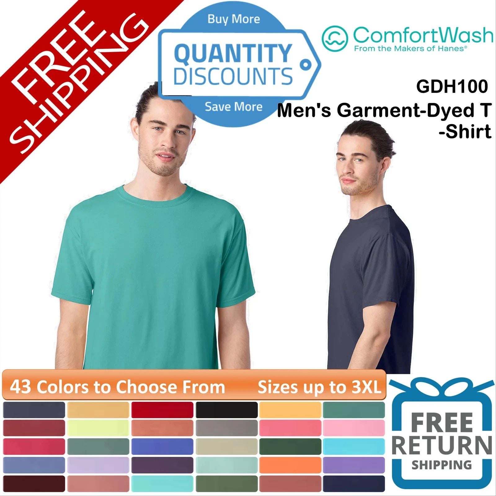 ComfortWash by Hanes Men's Garment-Dyed T-Shirt Short Sleeve Up To 3XL GDH100 Unisex T-shirt, Sweatshirt, Hoodie, Long Sleeve Tee - T-Shirt, Sweatshirt, Hoodie