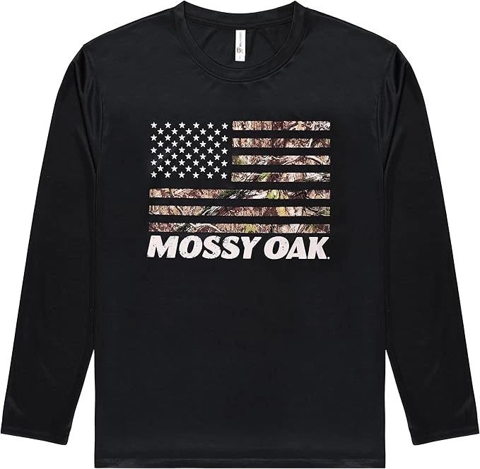 Mossy Oak Patriotic Flag Graphic T-Shirt Long Sleeve Polyester Performance Unisex T-shirt, Sweatshirt, Hoodie, Long Sleeve Tee - T-Shirt, Sweatshirt, Hoodie