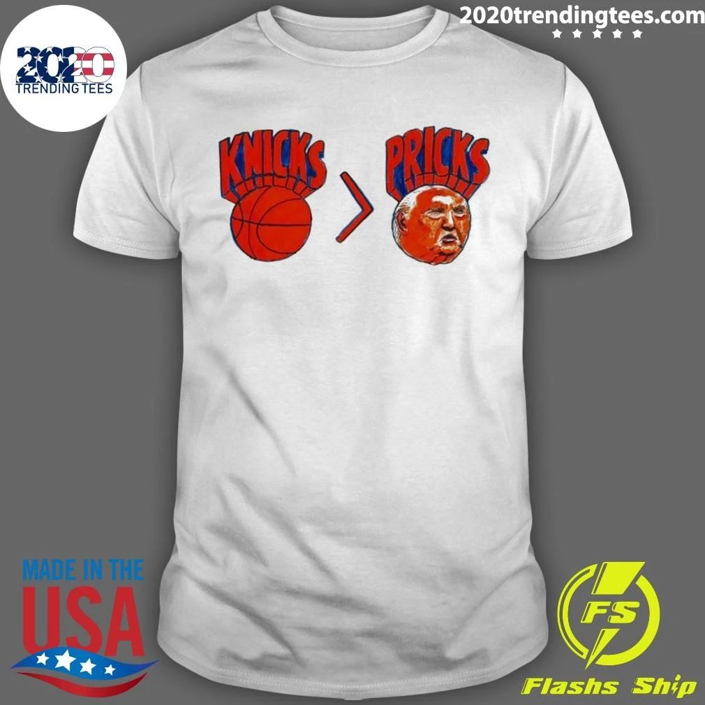 Basketball Team And Donald Trump Satirical Illustration Knicks Pricks Shirt Unisex T-shirt, Sweatshirt, Hoodie, Long Sleeve Tee - T-Shirt, Sweatshirt, Hoodie