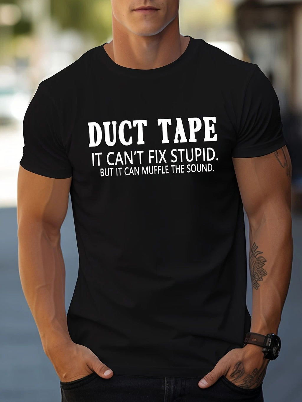 Duct Tape Can't Fix Stupid Graphic Tee - Funny Sarcastic Work Humor T-Shirt Unisex T-shirt, Sweatshirt, Hoodie, Long Sleeve Tee - T-Shirt, Sweatshirt, Hoodie