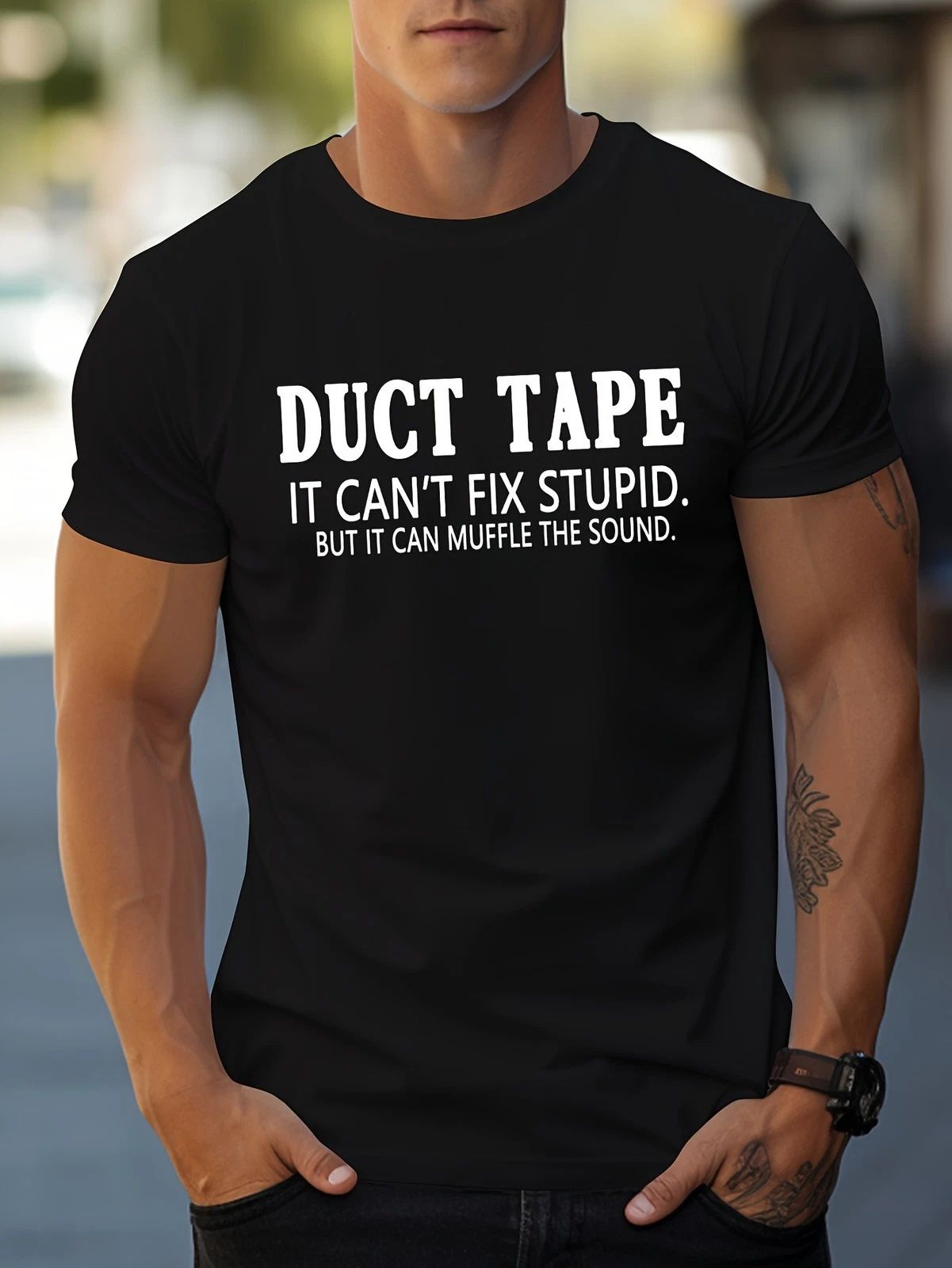 Duct Tape Can't Fix Stupid Graphic Tee - Funny Sarcastic Work Humor T-Shirt Unisex T-shirt, Sweatshirt, Hoodie, Long Sleeve Tee - T-Shirt, Sweatshirt, Hoodie
