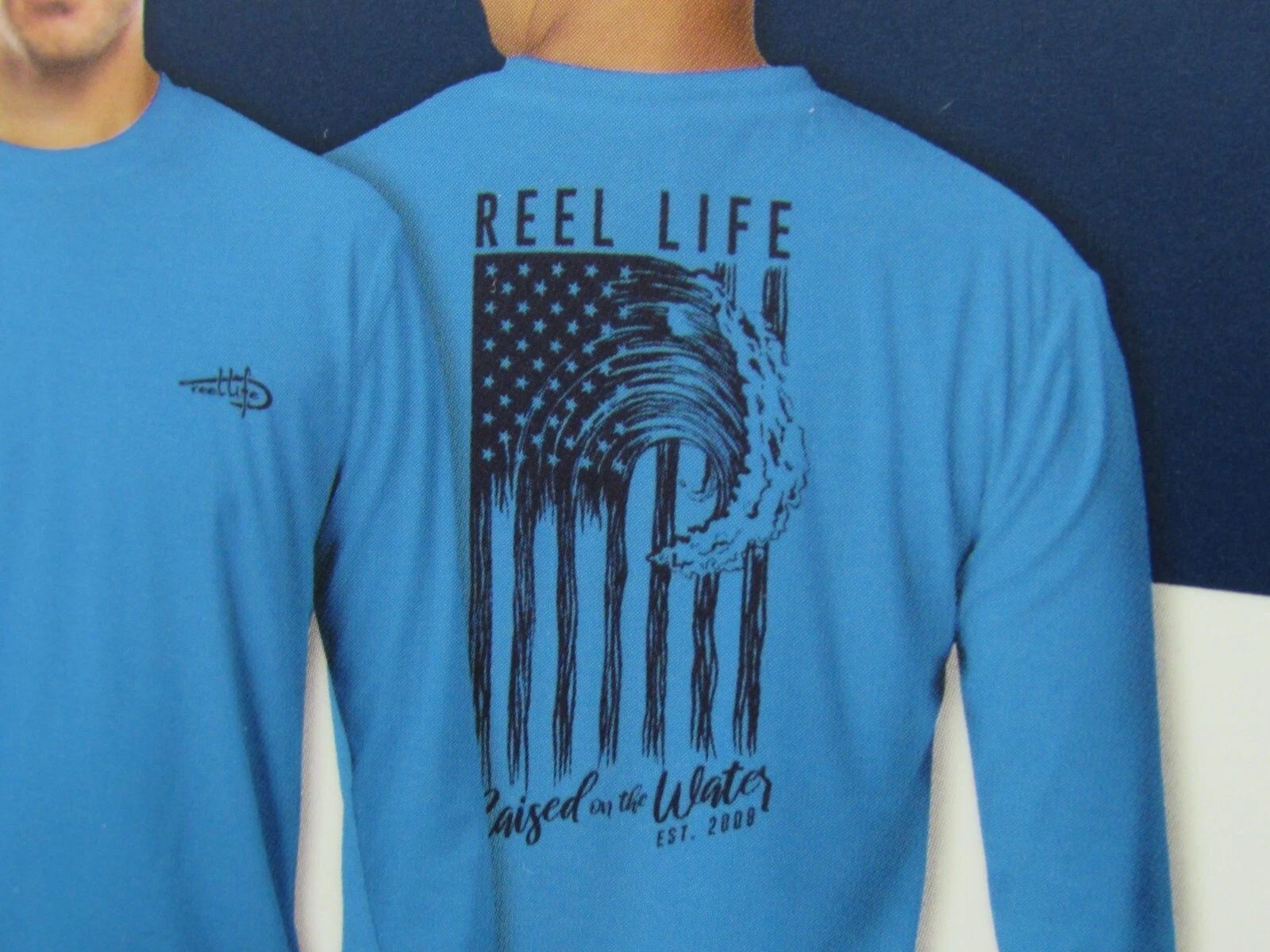 Reel Life UV Shirt Mens XL Blue Long Sleeve UPF 50+ Fishing Jax Beach NEW! Unisex T-shirt, Sweatshirt, Hoodie, Long Sleeve Tee - T-Shirt, Sweatshirt, Hoodie