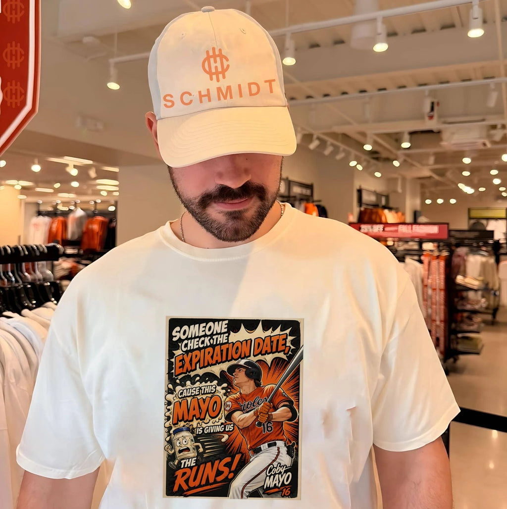 Baltimore Orioles Coby Mayo someone check the expiration date cause this mayo cartoon shirt - T-Shirt, Sweatshirt, Hoodie
