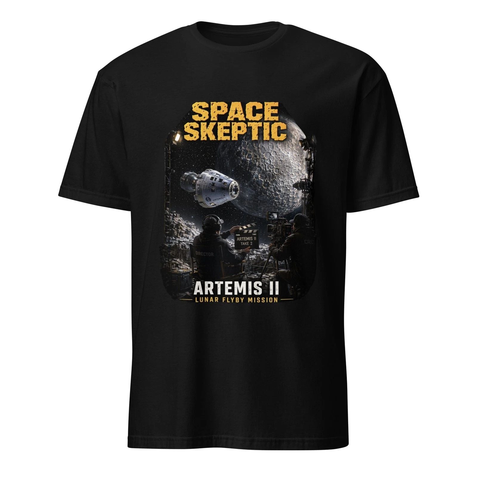 Space Skeptic Artemis II T-Shirt Lunar Flyby Mission Moon Film Set Humor Tee Fun Unisex T-shirt, Sweatshirt, Hoodie, Long Sleeve Tee - T-Shirt, Sweatshirt, Hoodie