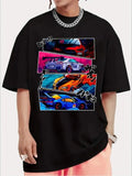 Men Street Style T-shirt, Short-sleeved T-shirt, Summer Outdoor Sports Car Print Unisex T-shirt, Sweatshirt, Hoodie, Long Sleeve Tee - T-Shirt, Sweatshirt, Hoodie