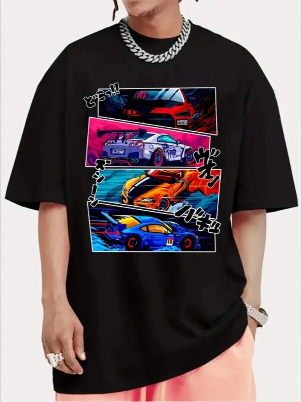 Men Street Style T-shirt, Short-sleeved T-shirt, Summer Outdoor Sports Car Print Unisex T-shirt, Sweatshirt, Hoodie, Long Sleeve Tee - T-Shirt, Sweatshirt, Hoodie