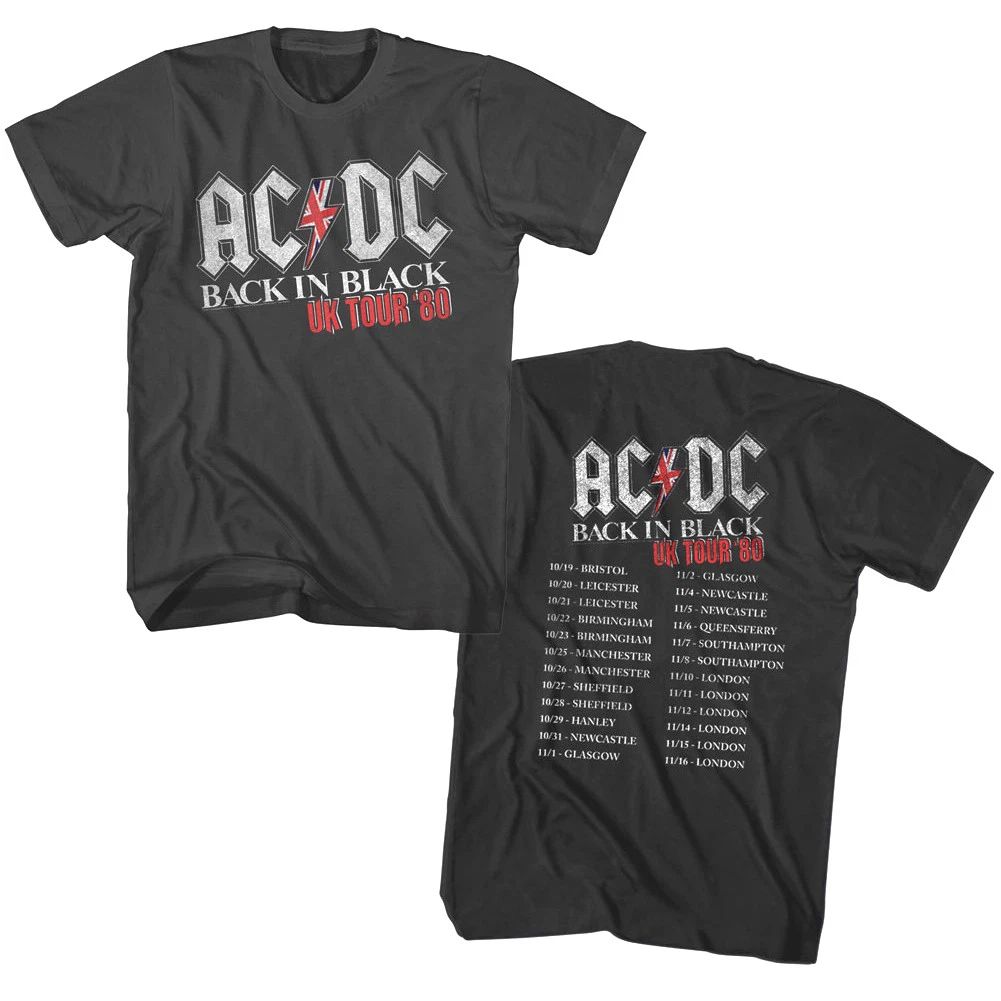 ACDC Back in Black UK Tour 1980 Mens T Shirt Vintage Rock Band Album Music Merch Unisex T-shirt, Sweatshirt, Hoodie, Long Sleeve Tee - T-Shirt, Sweatshirt, Hoodie