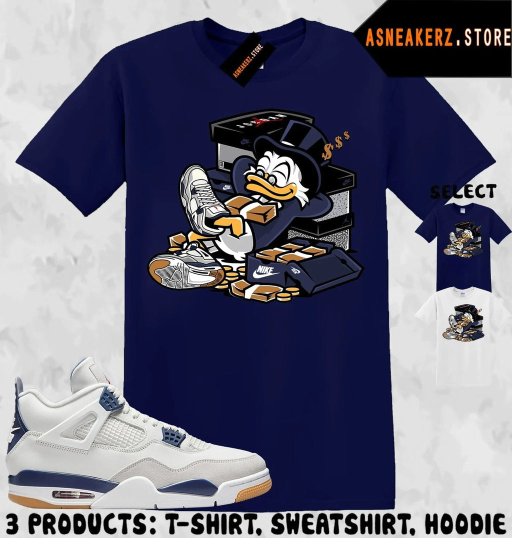 Shirt To Match AJ 4 SB Navy Sneaker Matching Tee Sneakerhead Scrooge T-Shirt Unisex T-shirt, Sweatshirt, Hoodie, Long Sleeve Tee - T-Shirt, Sweatshirt, Hoodie