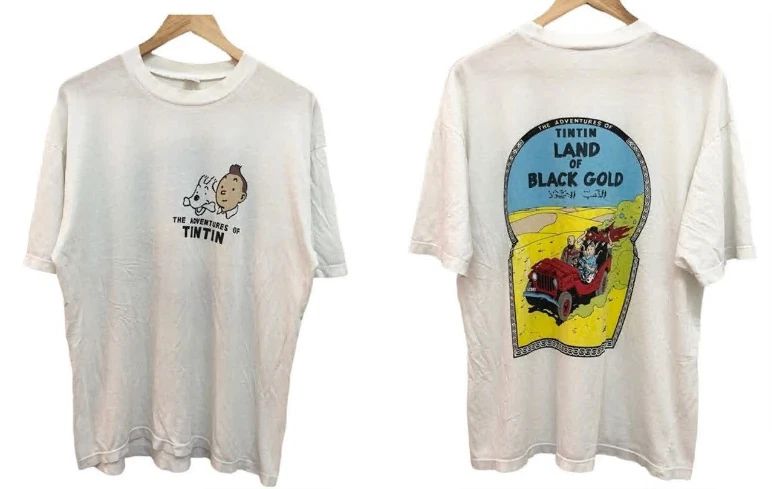 Tintin T Shirt  Tintin land of black gold Cartoon 2side Unisex T-shirt, Sweatshirt, Hoodie, Long Sleeve Tee - T-Shirt, Sweatshirt, Hoodie