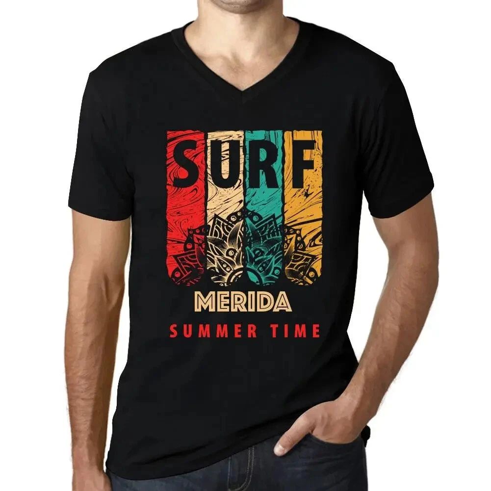 Men's Graphic T-Shirt V Neck Summer Time Surf In Merida Eco-Friendly Limited Unisex T-shirt, Sweatshirt, Hoodie, Long Sleeve Tee - T-Shirt, Sweatshirt, Hoodie
