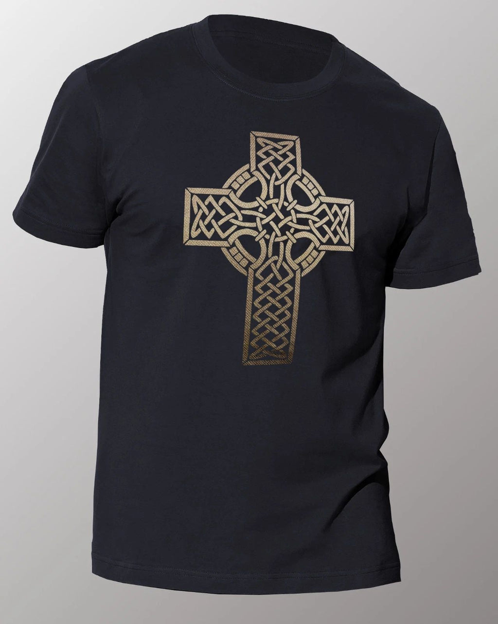CELTIC CROSS GOLD FOIL DESIGN RINGSPUN COTTON T-SHIRT GOTH TRIBAL CRUCIFIX KNOT Unisex T-shirt, Sweatshirt, Hoodie, Long Sleeve Tee - T-Shirt, Sweatshirt, Hoodie