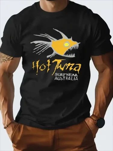 Men's Hot Tuna Surf Graphic T-Shirt - 100% Cotton, Black Casual Summer Tee with Unisex T-shirt, Sweatshirt, Hoodie, Long Sleeve Tee - T-Shirt, Sweatshirt, Hoodie