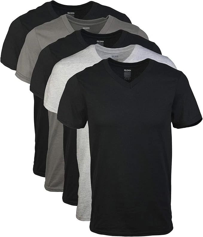 Gildan Men's V-Neck T-Shirts, Multipack, Style Undershirt Taped Neck & shoulder Unisex T-shirt, Sweatshirt, Hoodie, Long Sleeve Tee - T-Shirt, Sweatshirt, Hoodie