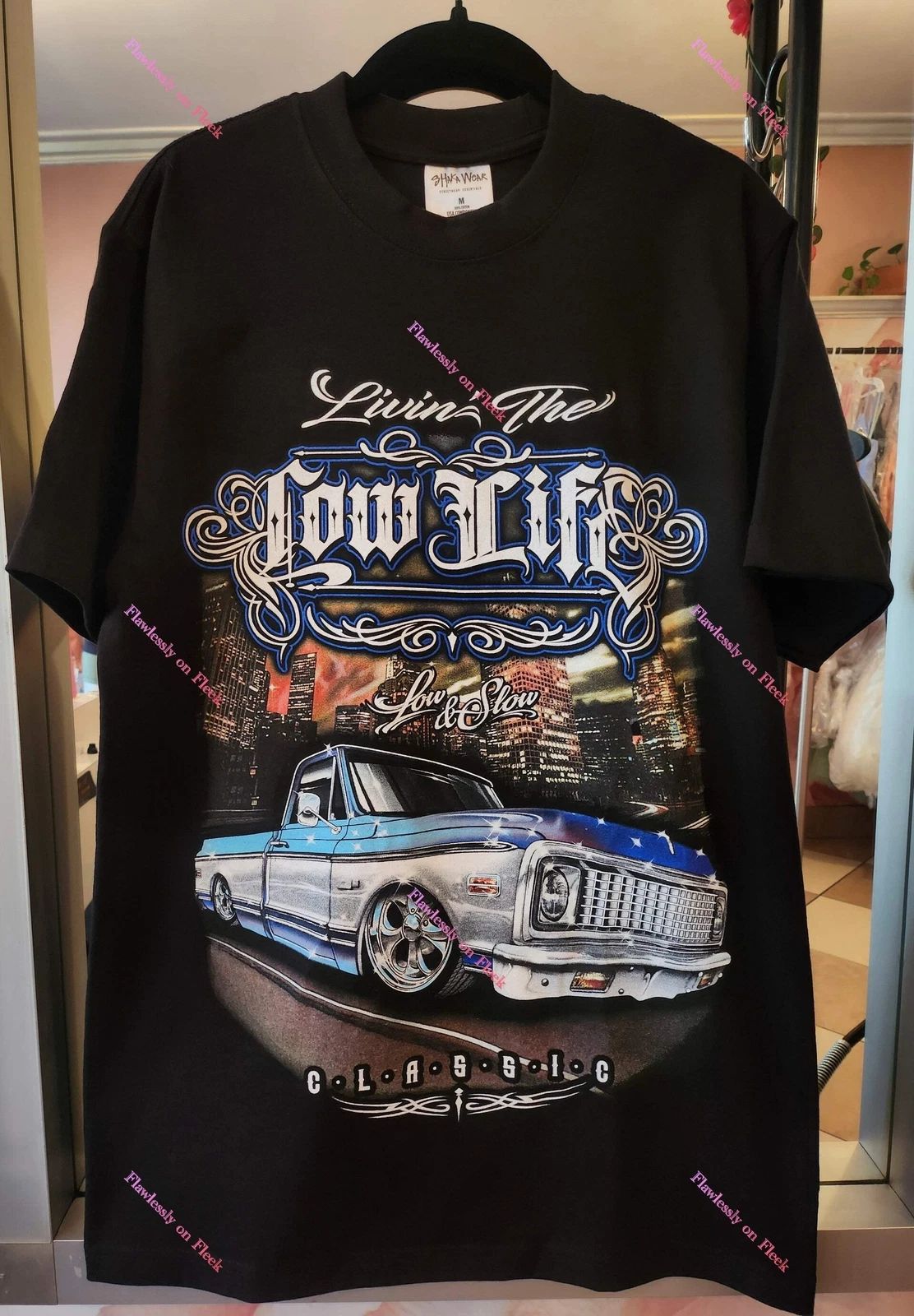 Lowrider Classic Truck Livin the Low Life Graphic T-Shirt Unisex T-shirt, Sweatshirt, Hoodie, Long Sleeve Tee - T-Shirt, Sweatshirt, Hoodie