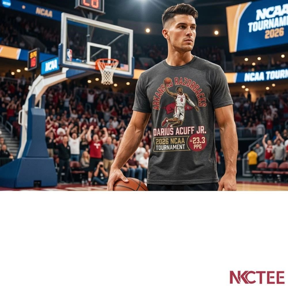 NKCtees NCAA 2026 Tournament Official Darius Acuff Jr. Arkansas Razorbacks Scoring Machine Graphic T-Shirt - T-Shirt, Sweatshirt, Hoodie