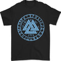 Valknut Circle With Viking Text Blue Print Mens T-Shirt 100% Cotton Unisex T-shirt, Sweatshirt, Hoodie, Long Sleeve Tee - T-Shirt, Sweatshirt, Hoodie