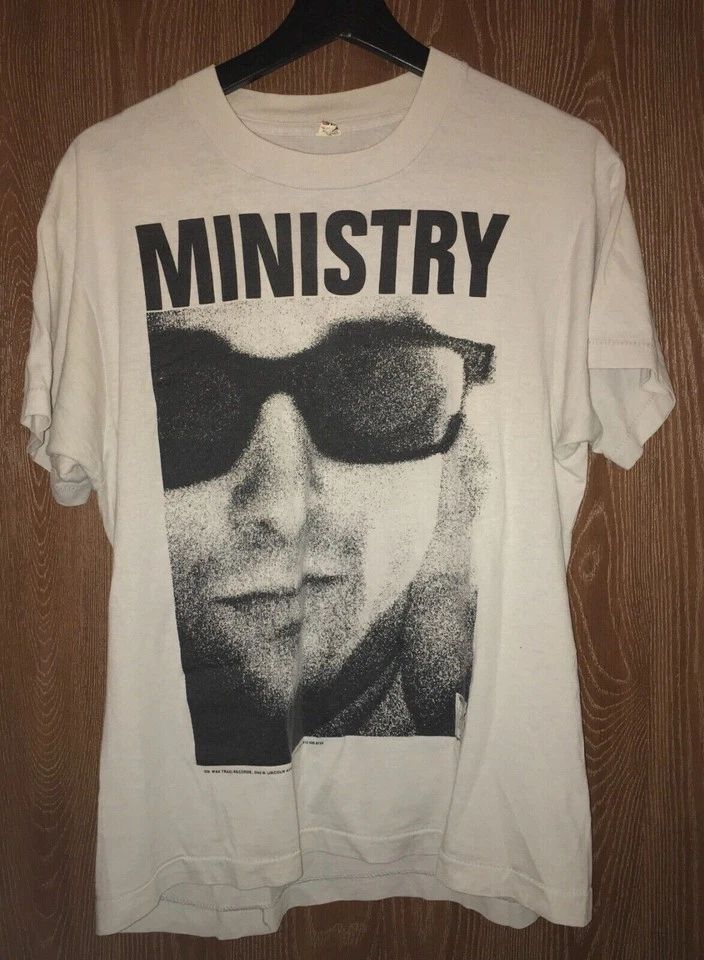 Vintage Ministry Thrashed Band Short Sleeve Unisex Tshirt S-3XL Q3147a Unisex T-shirt, Sweatshirt, Hoodie, Long Sleeve Tee - T-Shirt, Sweatshirt, Hoodie