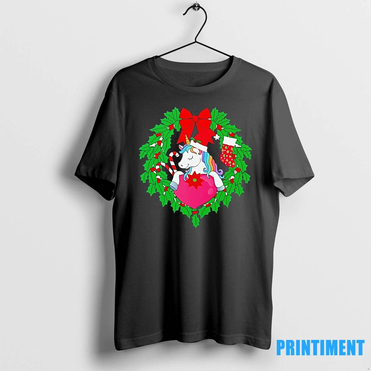 Wreath Unicorn Heart Candy Cane Christmas Tshirts Sweater Unisex T-shirt, Sweatshirt, Hoodie, Long Sleeve Tee - T-Shirt, Sweatshirt, Hoodie