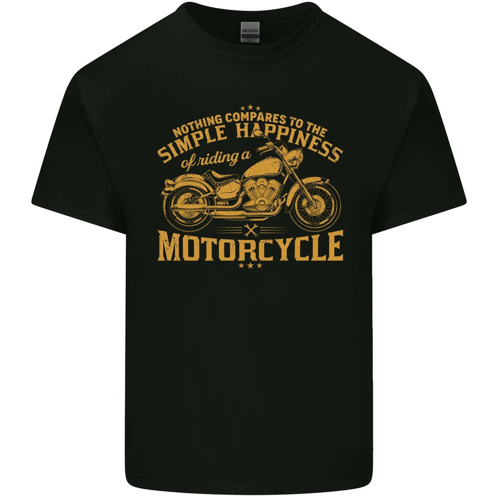 Simple Happiness Biker Motorcycle Motorbike Mens Light Cotton T-Shirt Unisex T-shirt, Sweatshirt, Hoodie, Long Sleeve Tee - T-Shirt, Sweatshirt, Hoodie