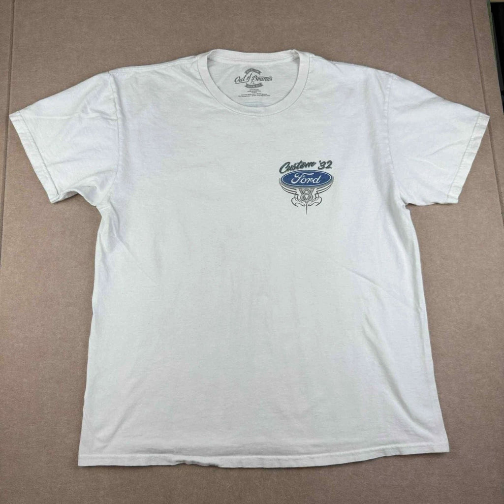 Y2K Ford T-Shirt Men L White Hot Rod American Road Legend Car Graphic Tee Unisex T-shirt, Sweatshirt, Hoodie, Long Sleeve Tee - T-Shirt, Sweatshirt, Hoodie