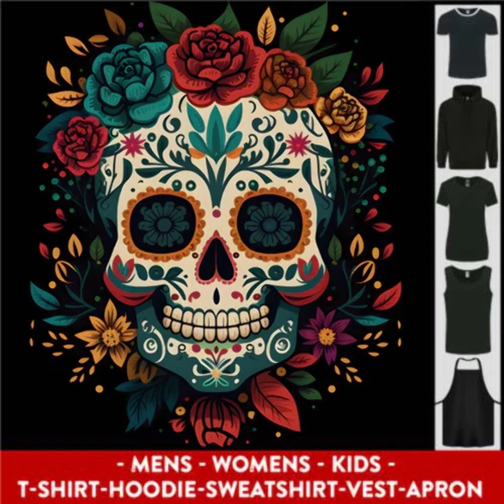 Sugar Skull DOTD Day of the Dead Mens Womens Kids Unisex Unisex T-shirt, Sweatshirt, Hoodie, Long Sleeve Tee - T-Shirt, Sweatshirt, Hoodie