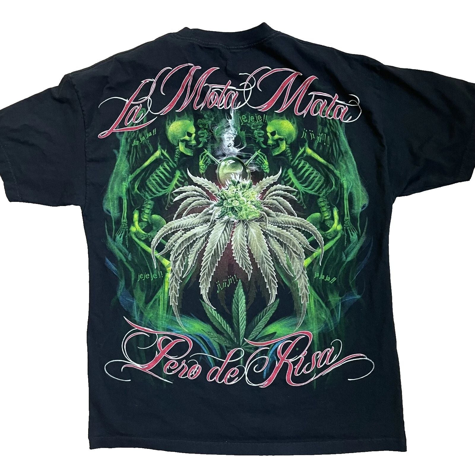 VTG La Mota Mata skeletons cannabis plant Tee XL Heavy Punk Grunge Heavy Metal Unisex T-shirt, Sweatshirt, Hoodie, Long Sleeve Tee - T-Shirt, Sweatshirt, Hoodie