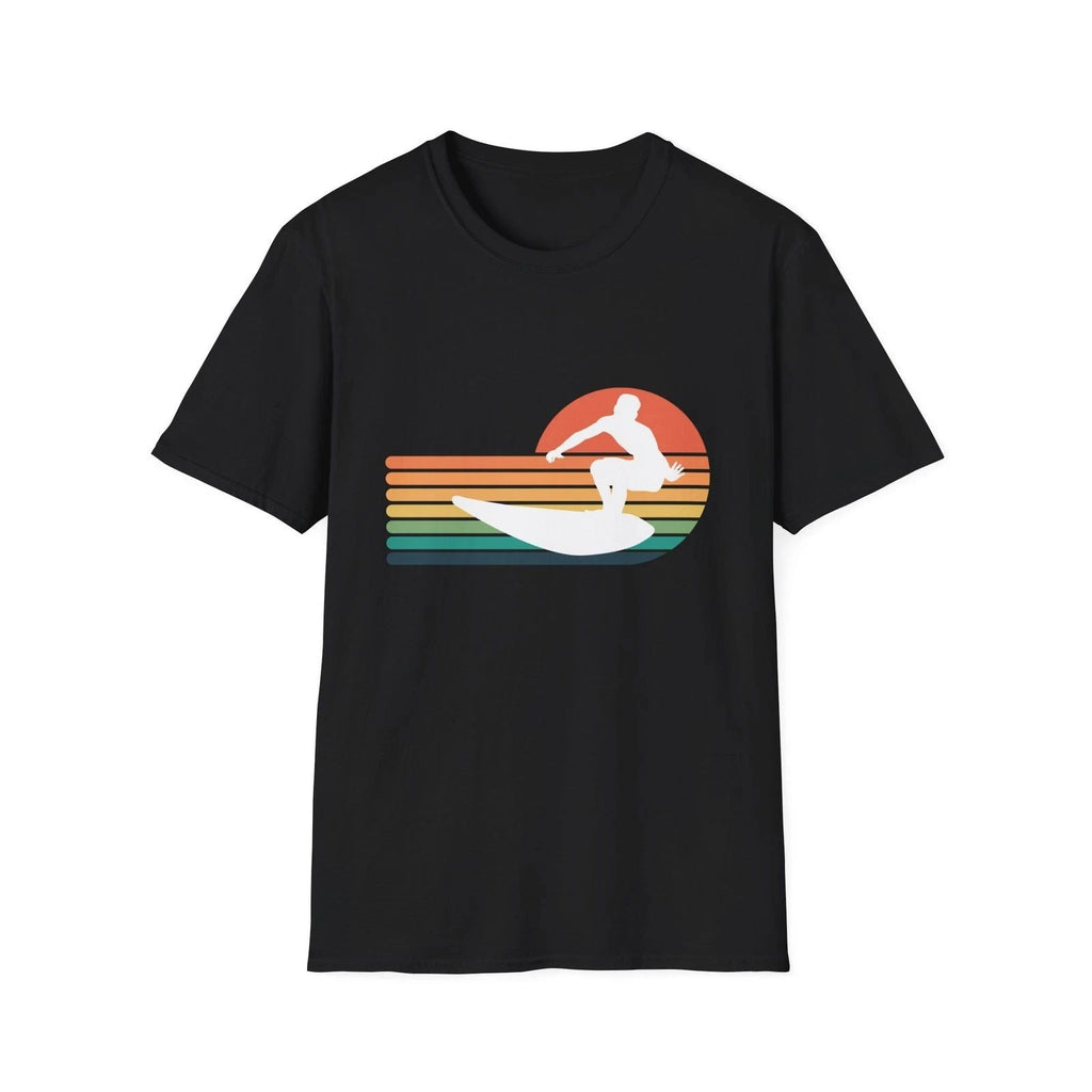 Retro Sunset Surfer T-Shirt,Vintage Stripes Surfing Tee, Vintage Tee,Summer Tee Unisex T-shirt, Sweatshirt, Hoodie, Long Sleeve Tee - T-Shirt, Sweatshirt, Hoodie