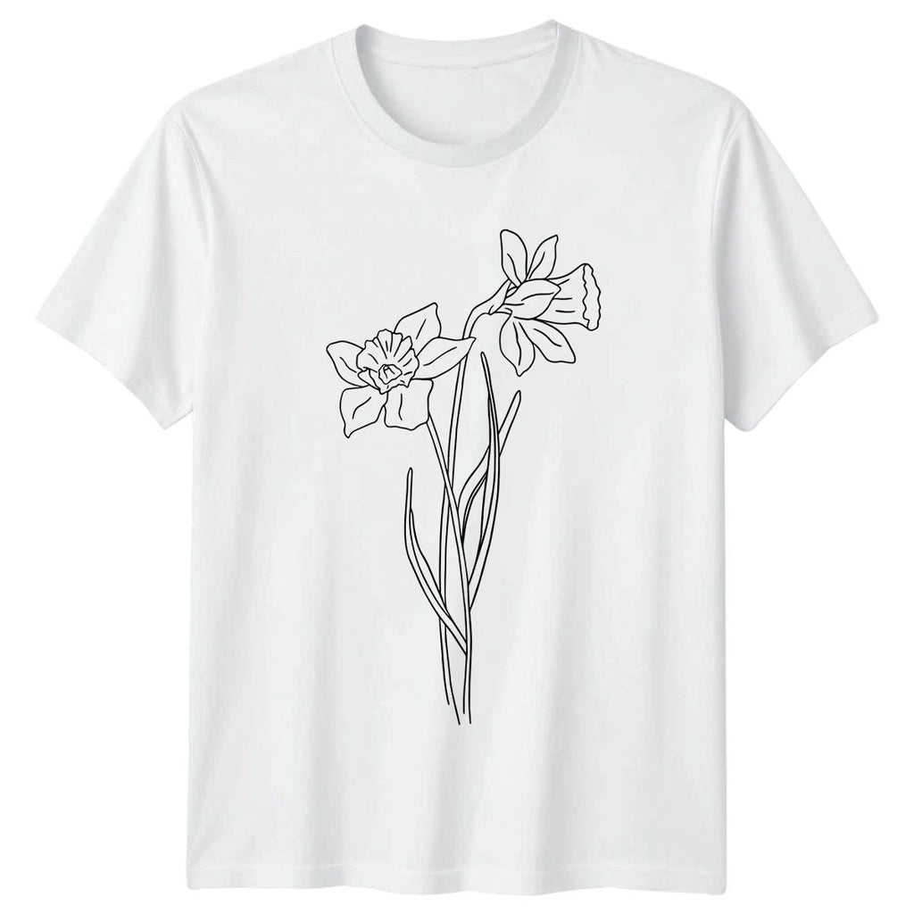 Simple Daffodil Line Art Minimalist T-Shirt Botanical Flower Mothers Day Gift Unisex T-shirt, Sweatshirt, Hoodie, Long Sleeve Tee - T-Shirt, Sweatshirt, Hoodie