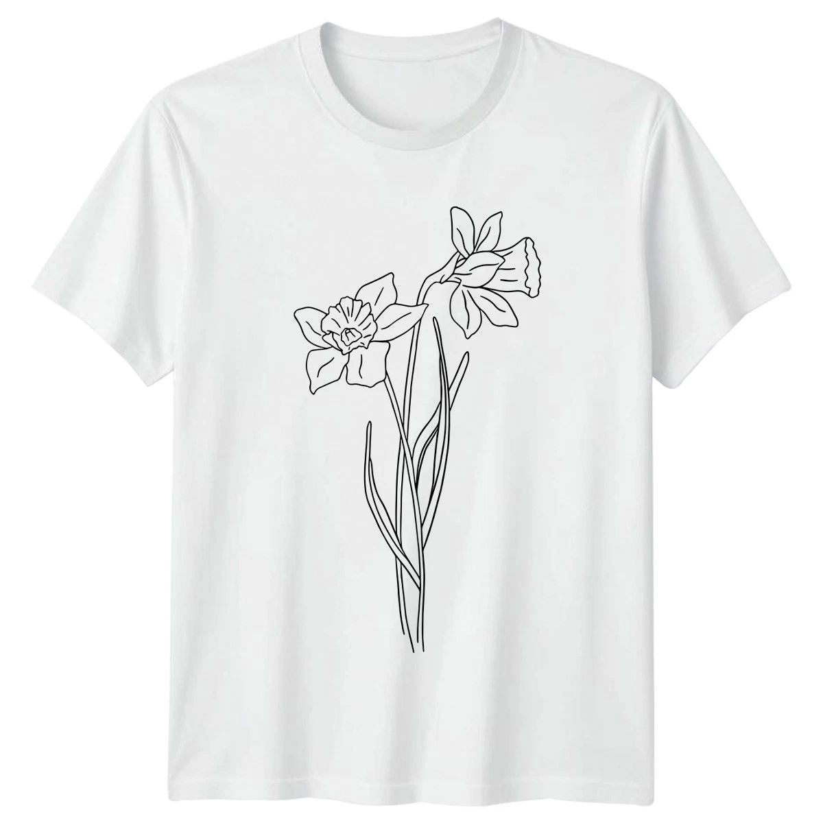 Simple Daffodil Line Art Minimalist T-Shirt Botanical Flower Mothers Day Gift Unisex T-shirt, Sweatshirt, Hoodie, Long Sleeve Tee - T-Shirt, Sweatshirt, Hoodie